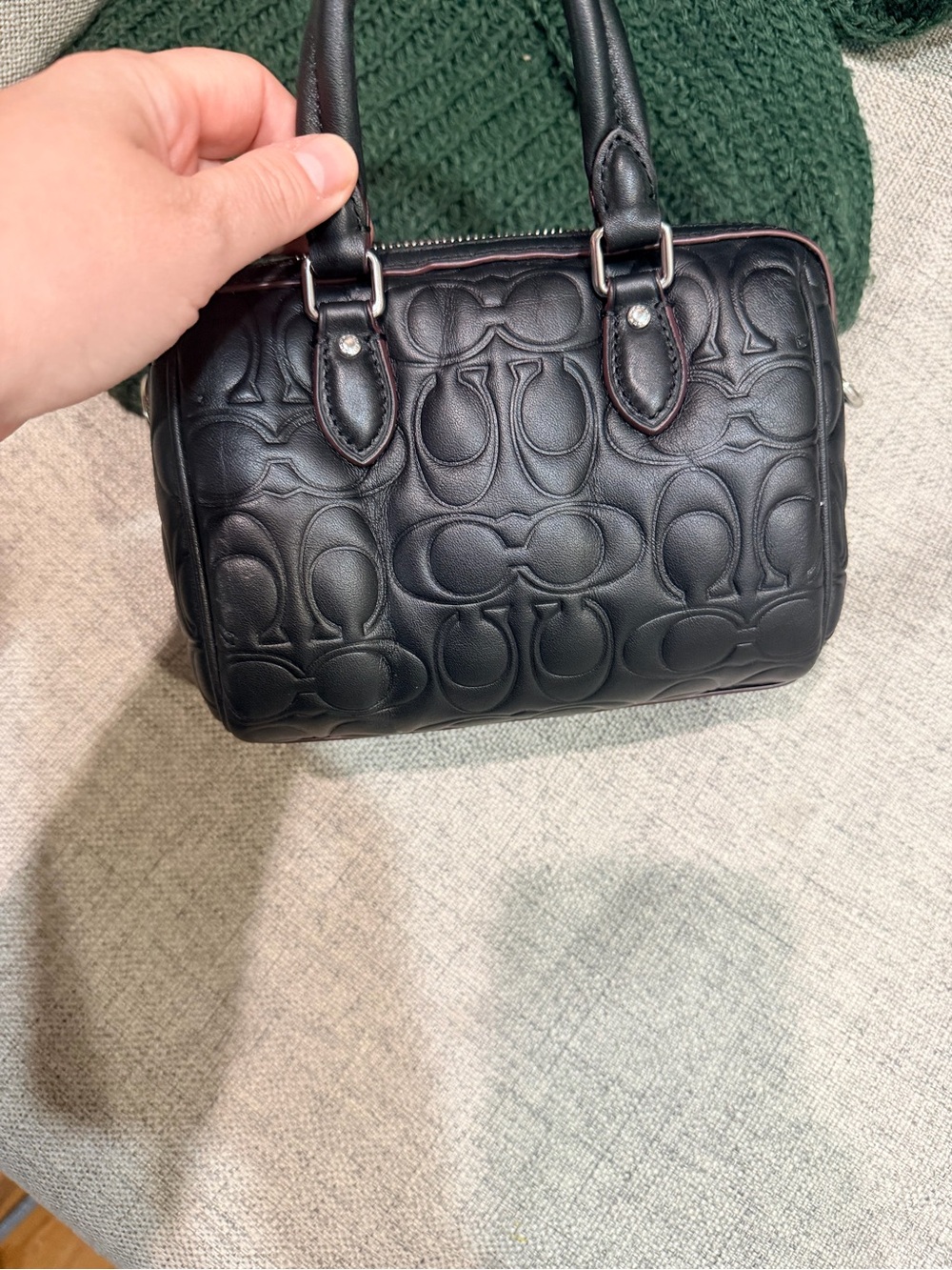 Coach Black Embossed Leather Mini Rowan *MISSING SHOULDER STRAP* - Picture 5 of 6